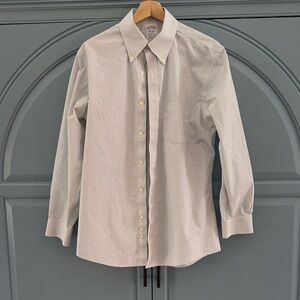 Brooks Brothers White and Gray Checkered Dress Shirt